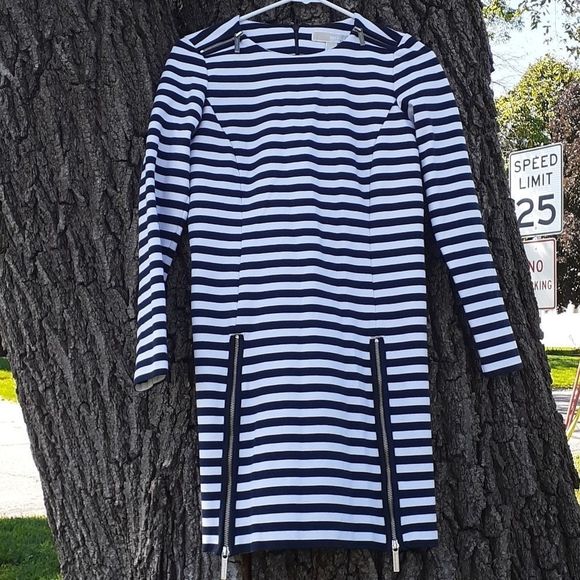 Michael Kors Striped Multi Zippers L/S Dress XS - Picture 2 of 10